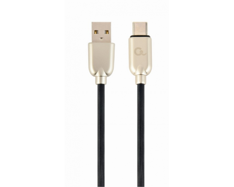 CABLE DE CARGA Y DATOS GEMBIRD USB TIPO C DE CAUCHO PREMIUM 2M NEGRO