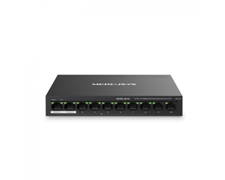 SWITCH MERCUSYS MS110P 10 PUERTOS 10 100MBPS Y 8 PUERTOS POE