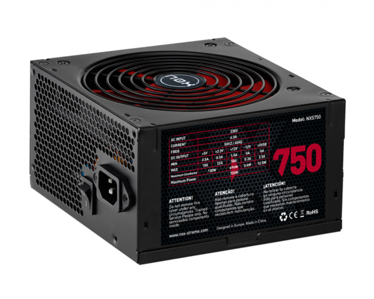 FUENTE ALIMENTACION NOX NX750 750W ATX NEGRO ROJO