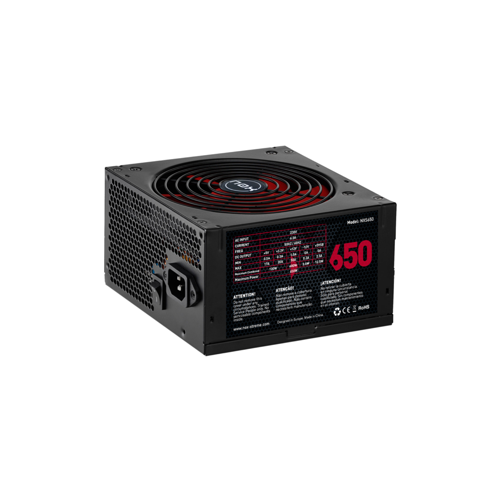 FUENTE ALIMENTACION NOX NX650 650W ATX NEGRO