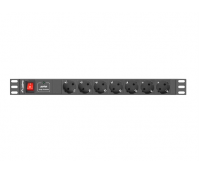 REGLETA LANBERG 1U 10A 7X SCHUKO RACK 19 2M NEGRO C14