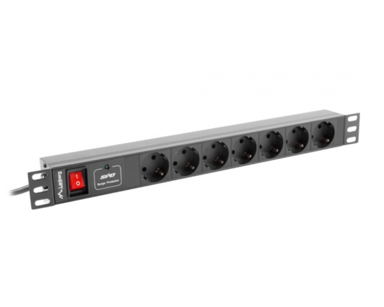 REGLETA LANBERG 1U 16A RACK 19 7X SOCKET NEGRO 2M