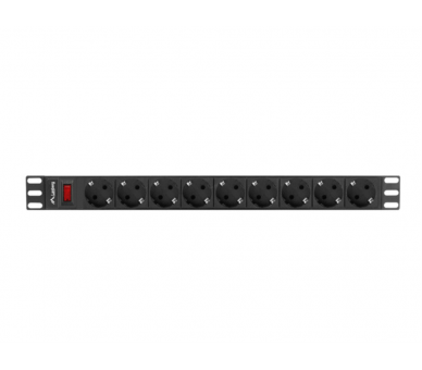 REGLETA LANBERG 1U 16A 9X SCHUKO RACK 19 3M NEGRO