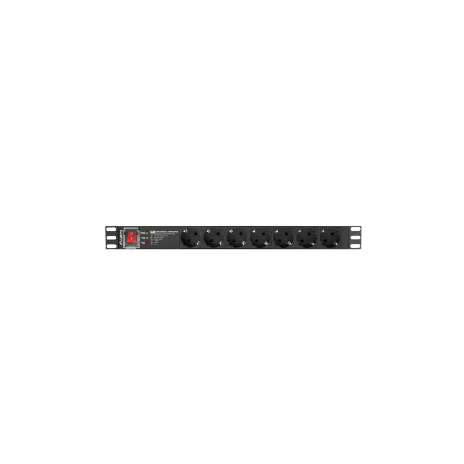 REGLETA LANBERG 1U 16A 7X SCHUKO RACK 19 2M NEGRO