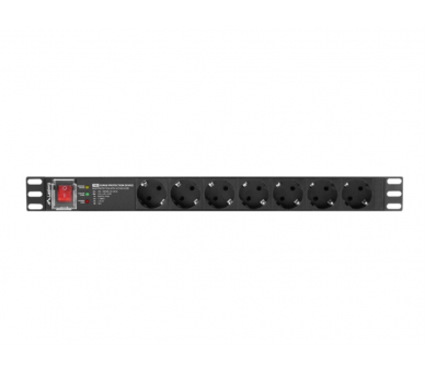 REGLETA LANBERG 1U 16A 7X SCHUKO RACK 19 2M NEGRO