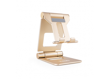 SOPORTE SOBREMESA TOOQ PARA TELEFONO TABLET PLEGABLE SLIM DORADO