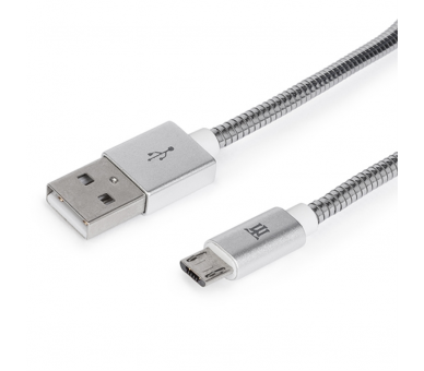 CABLE MAILLON PREMIUM MICRO USB 24 METAL PLATEADO 1M