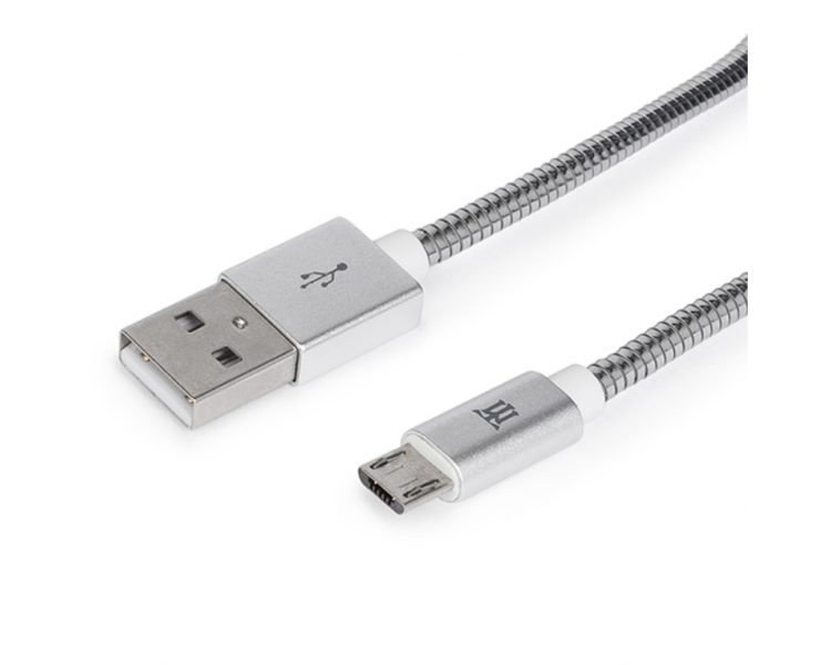 CABLE MAILLON PREMIUM MICRO USB 24 METAL PLATEADO 1M