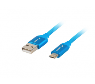 CABLE USB LANBERG 20 MACHO MICRO USB MACHO QUICK CHARGE 30 1M AZUL