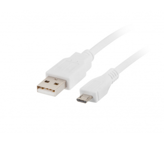 CABLE USB LANBERG 20 MACHO MICRO USB MACHO 18M BLANCO