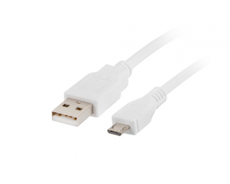 CABLE USB LANBERG 20 MACHO MICRO USB MACHO 18M BLANCO