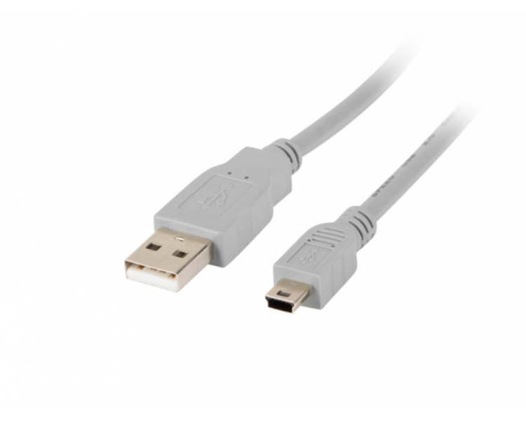 CABLE USB LANBERG 20 MACHO MINI USB MACHO 18M GRIS