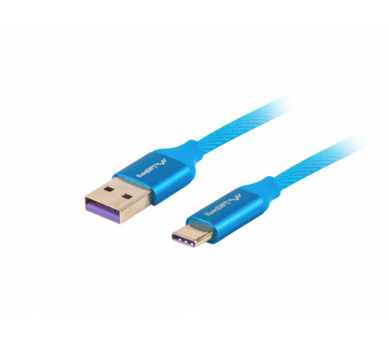 CABLE USB LANBERG 20 MACHO USB C MACHO 5A 1M AZUL