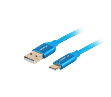 CABLE USB LANBERG 20 MACHO USB C MACHO QUICK CHARGE 30 1M AZUL