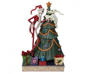 Figura Decorativa Santa Jack Y Zero Junto Al Árbol