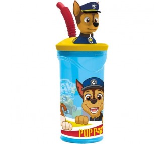 Vaso Con Figura 3D Y Pajita Patrulla Canina Pup Power 360 Ml