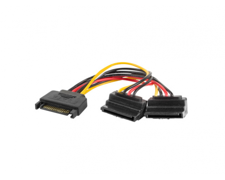 CABLE ALIMENTACION LANBERG SATA MACHO 2X SATA HEMBRA 15CM