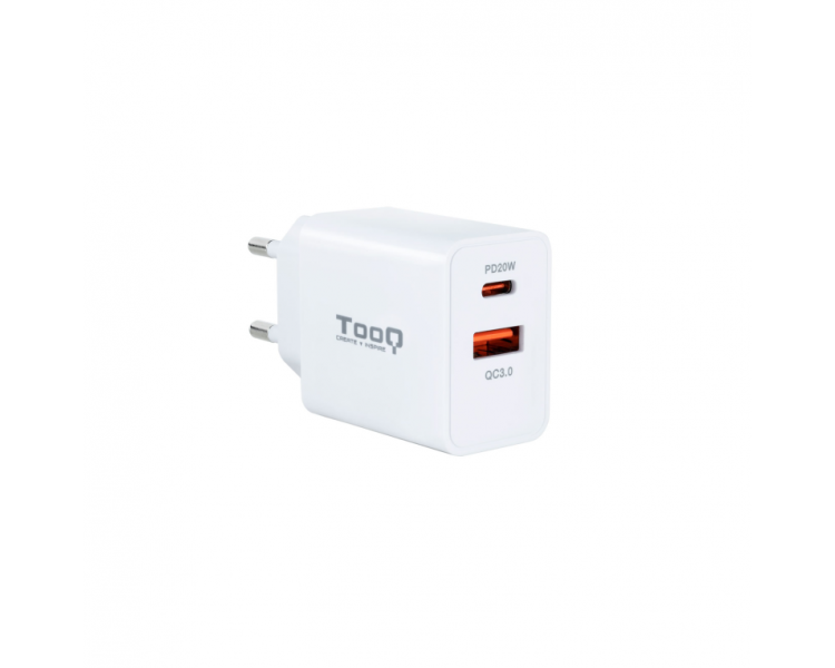 CARGADOR PARED TOOQ USB C PD 20W USB A QC 18W BLANCO