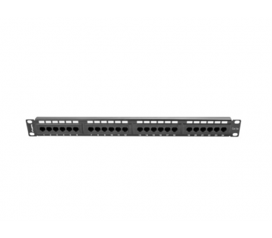 PATCH PANEL LANBERG CAT5E UTP 24 PUERTOS 1U RACK 19 NEGRO