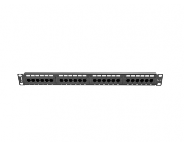 PATCH PANEL LANBERG CAT5E UTP 24 PUERTOS 1U RACK 19 NEGRO