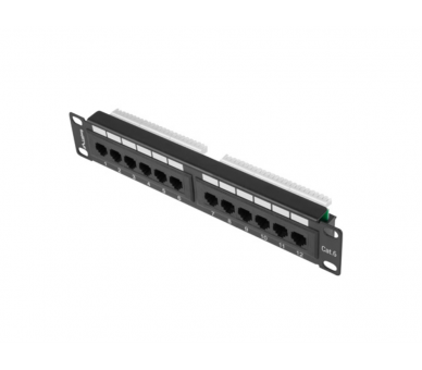 PATCH PANEL LANBERG 12 PUERTOS 1U 10 CAT6 NEGRO