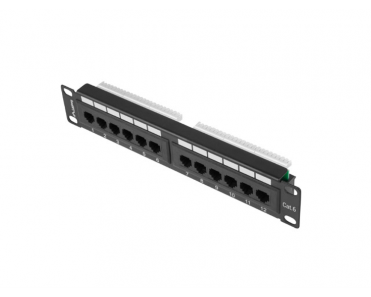 PATCH PANEL LANBERG 12 PUERTOS 1U 10 CAT6 NEGRO