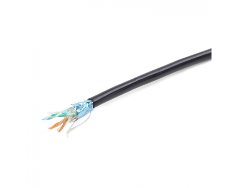 CABLE RED EXTERIOR GEMBIRD CAT 5E FTP COBRE SOLIDO AWG24 CON GEL NEGRO 305M