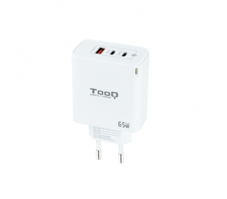 CARGADOR DE PARED TOOQ GAN 2USB C PD USB A QC 65W