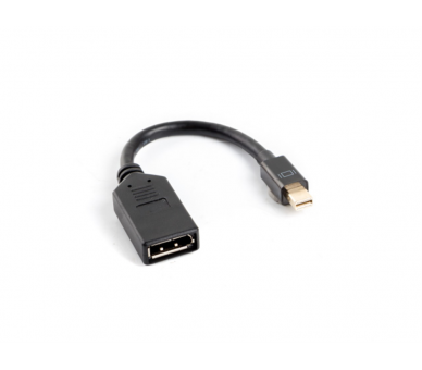 ADAPTADOR LANBERG DISPLAYPORT MINI MACHO A DISPLAYPORT HEMBRA CABLE 10 CM NEGRO