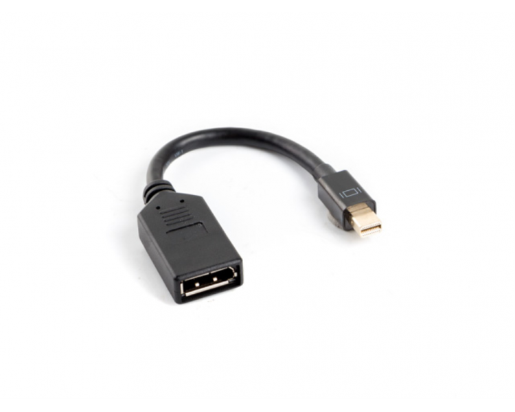 ADAPTADOR LANBERG DISPLAYPORT MINI MACHO A DISPLAYPORT HEMBRA CABLE 10 CM NEGRO