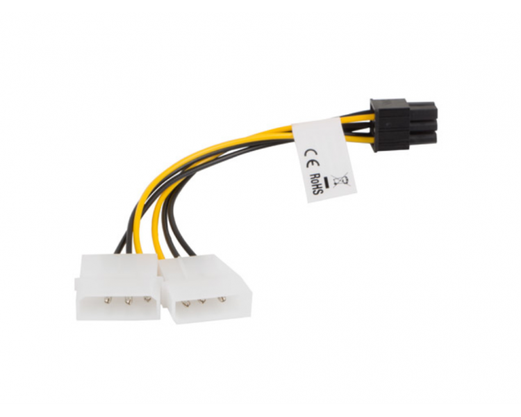 CABLE LANBERG ALIMENTACION MOLEX 2X MACHO A HEMBRA BTX 6 PIN PSU 15 CM