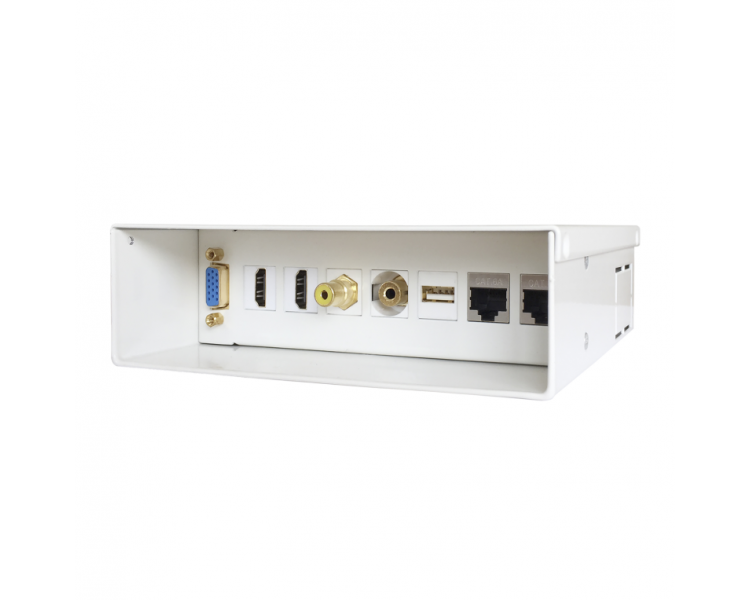 AISENS CAJA CONEXIONES VGA2XHDMIJACK35RCA1XUSB2XRJ45 CAT6A STP BLANCO