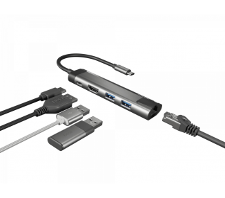 ADAPTADOR 5 IN 1 USB C NATEC FOWLER GO 2X USB 30 HUB HDMI 4K USB C PD