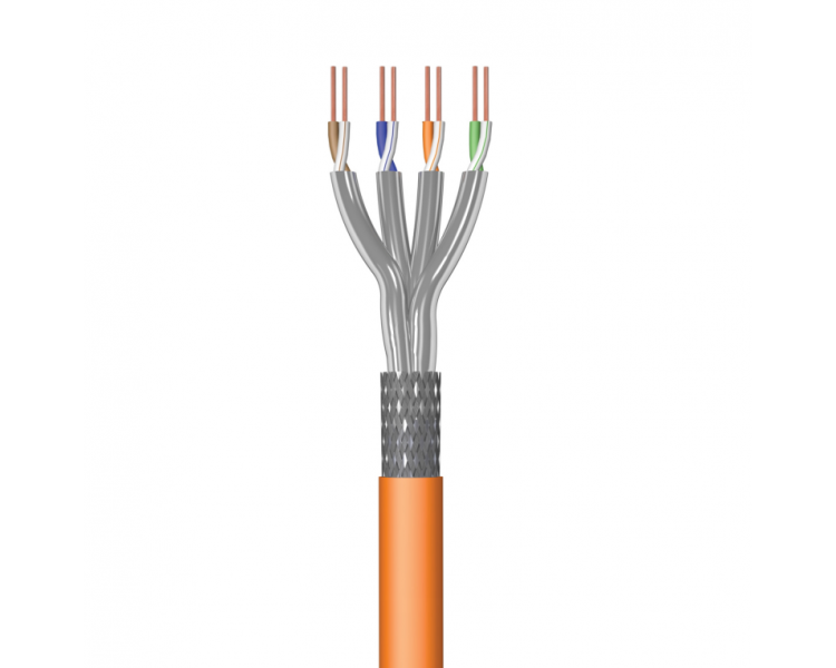 CABLE DE RED CAT 7 S FTP AWG23 1 CU DE 100 METROS CUBIERTA LSZH NARANJA