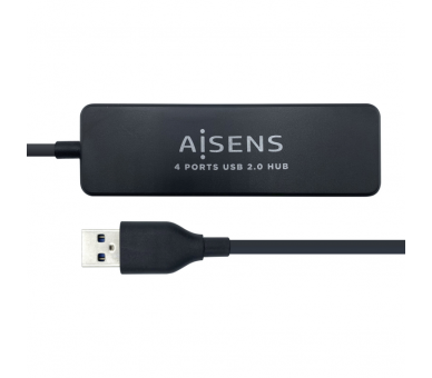 HUB AISENS USB 20 TIPO A M 4XTIPO A H NEGRO 30CM