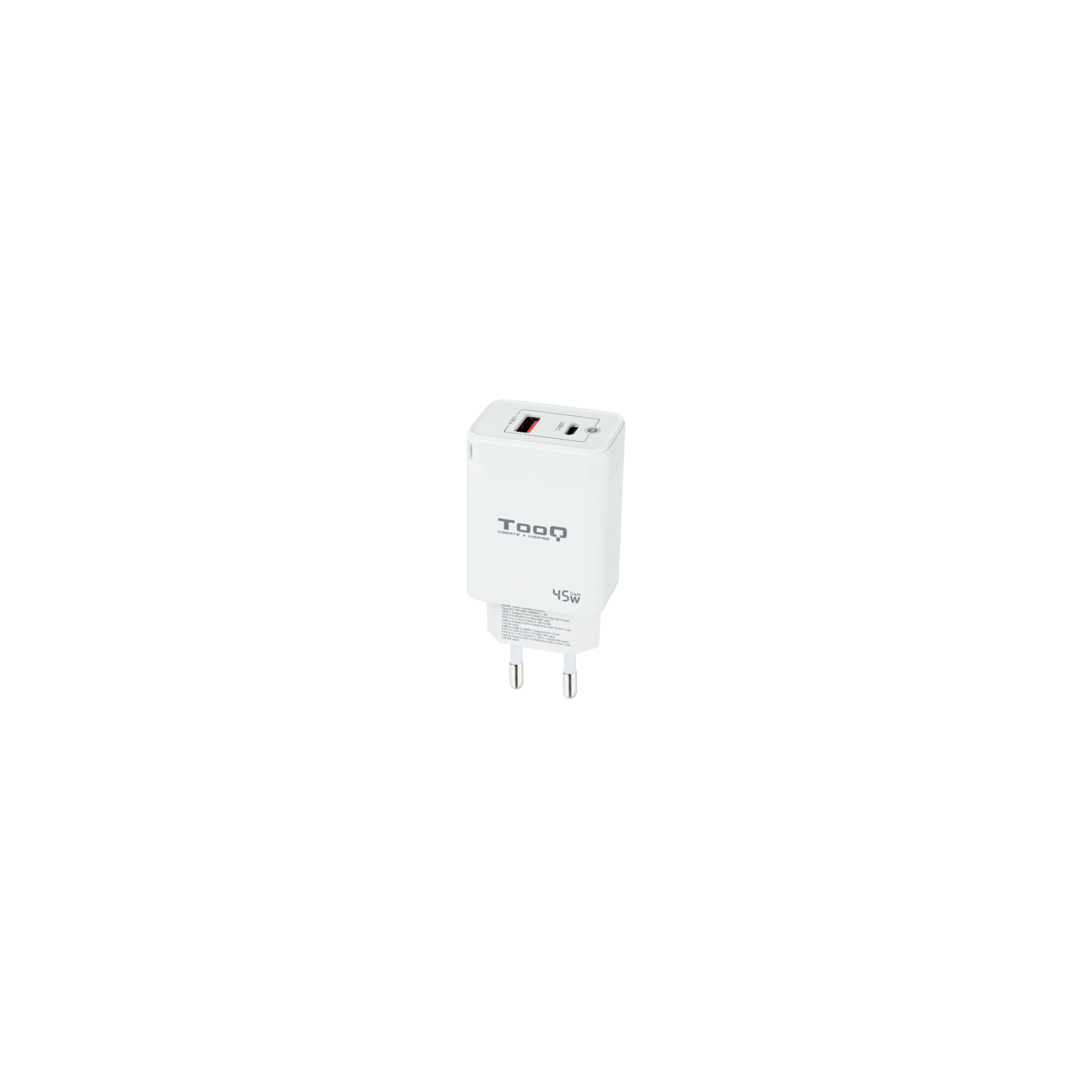 CARGADOR DE PARED TOOQ GAN USB C PD USB A QC 45W