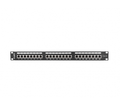 PATCH PANEL LANBERG 24 PUERTOS 1U 19 CAT6 SFTP NEGRO