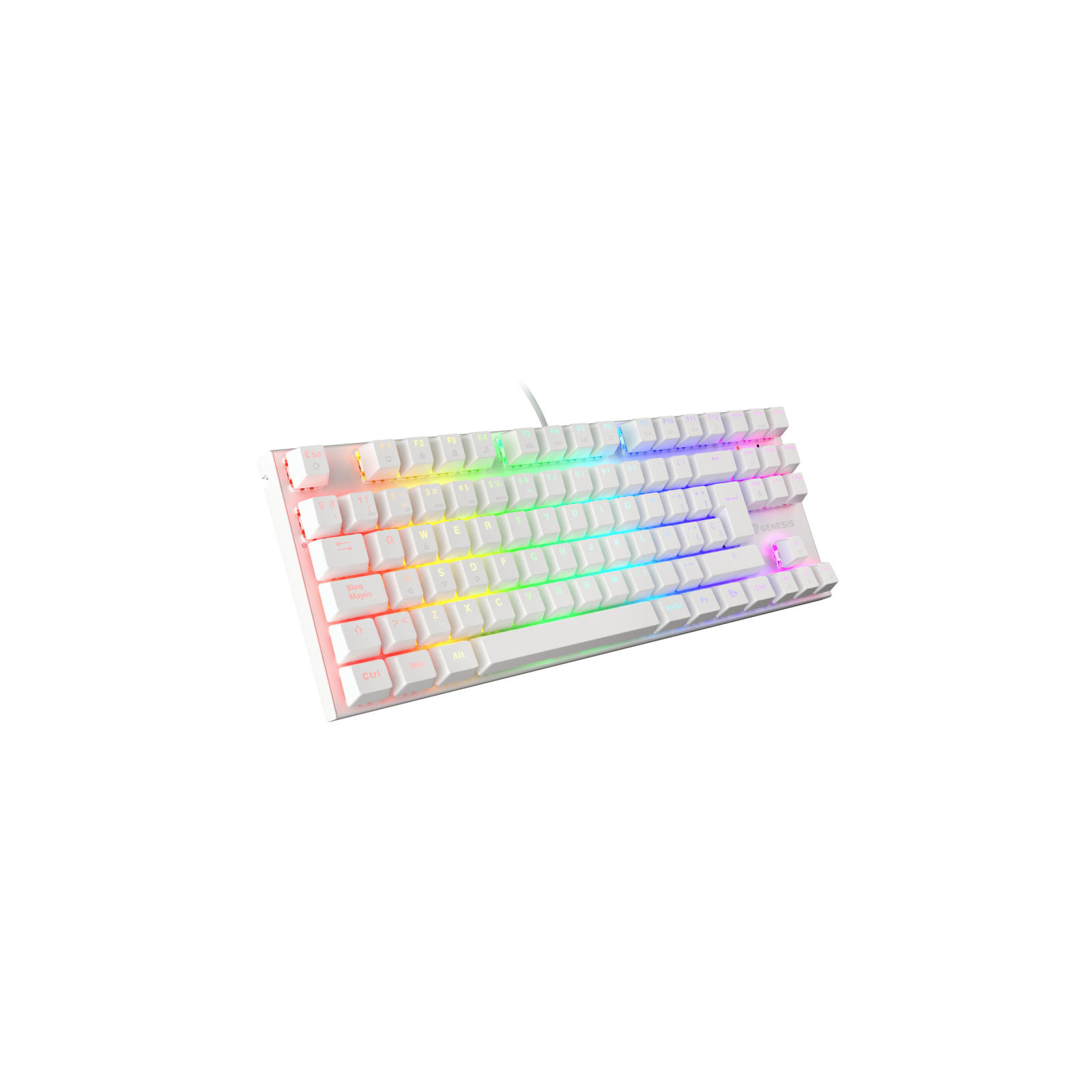 TECLADO GAMING GENESIS THOR 303 TKL RGB BLANCO MECANICO SWITCH OUTEMU MARRON