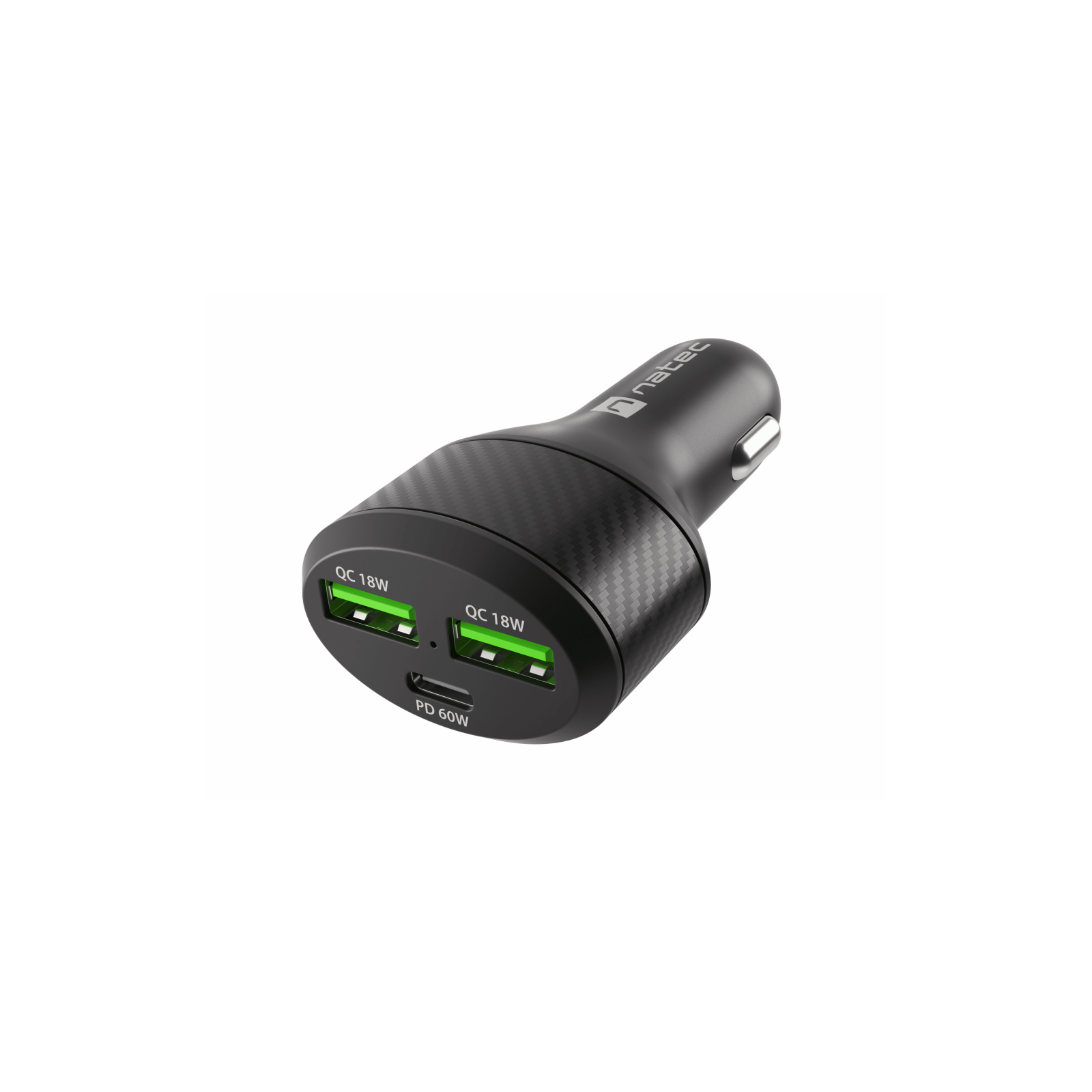 CARGADOR COCHE NATEC CONEY 2XUSB 1XUSB C QC30 PD 30 48W NEGRO