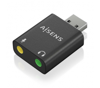 CONVERSOR AISENS USB A A AUDIO 48KHZ USB A M 2XJACK 35 H NEGRO