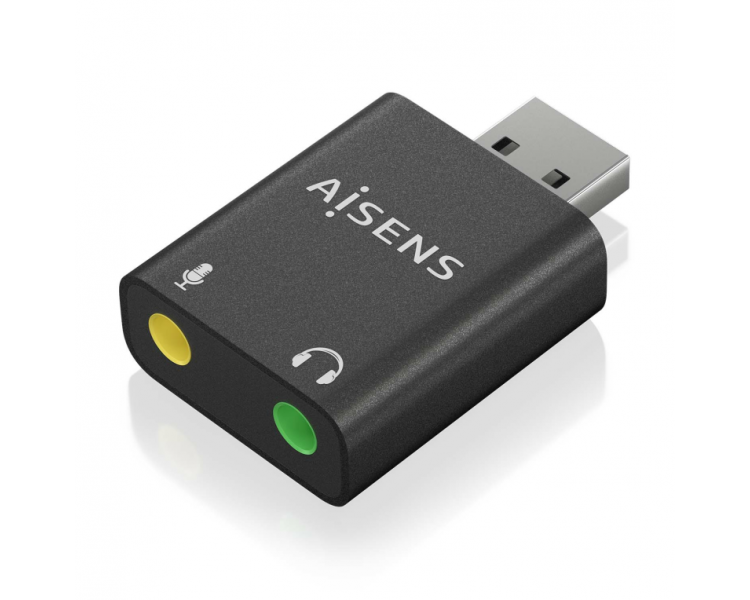 CONVERSOR AISENS USB A A AUDIO 48KHZ USB A M 2XJACK 35 H NEGRO