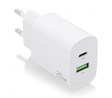 CARGADOR AISENS 20W 1XUSB C PD30 1XUSB A QC30 BLANCO