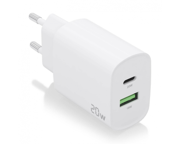 CARGADOR AISENS 20W 1XUSB C PD30 1XUSB A QC30 BLANCO