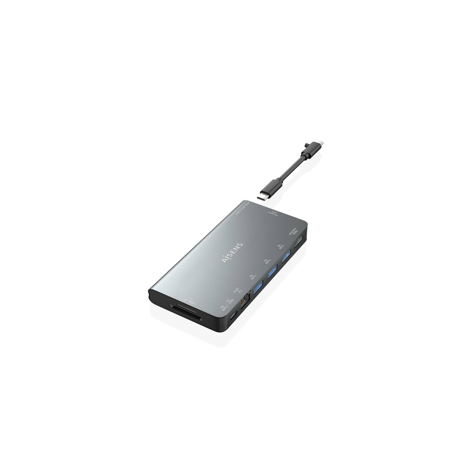 USB C DOCK AISENS 8 EN 1 HDMI RJ45 3XUSB A USB C DATOSPD 1XSD 1XMICRO SD