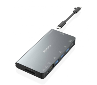 USB C DOCK AISENS 8 EN 1 HDMI RJ45 3XUSB A USB C DATOSPD 1XSD 1XMICRO SD