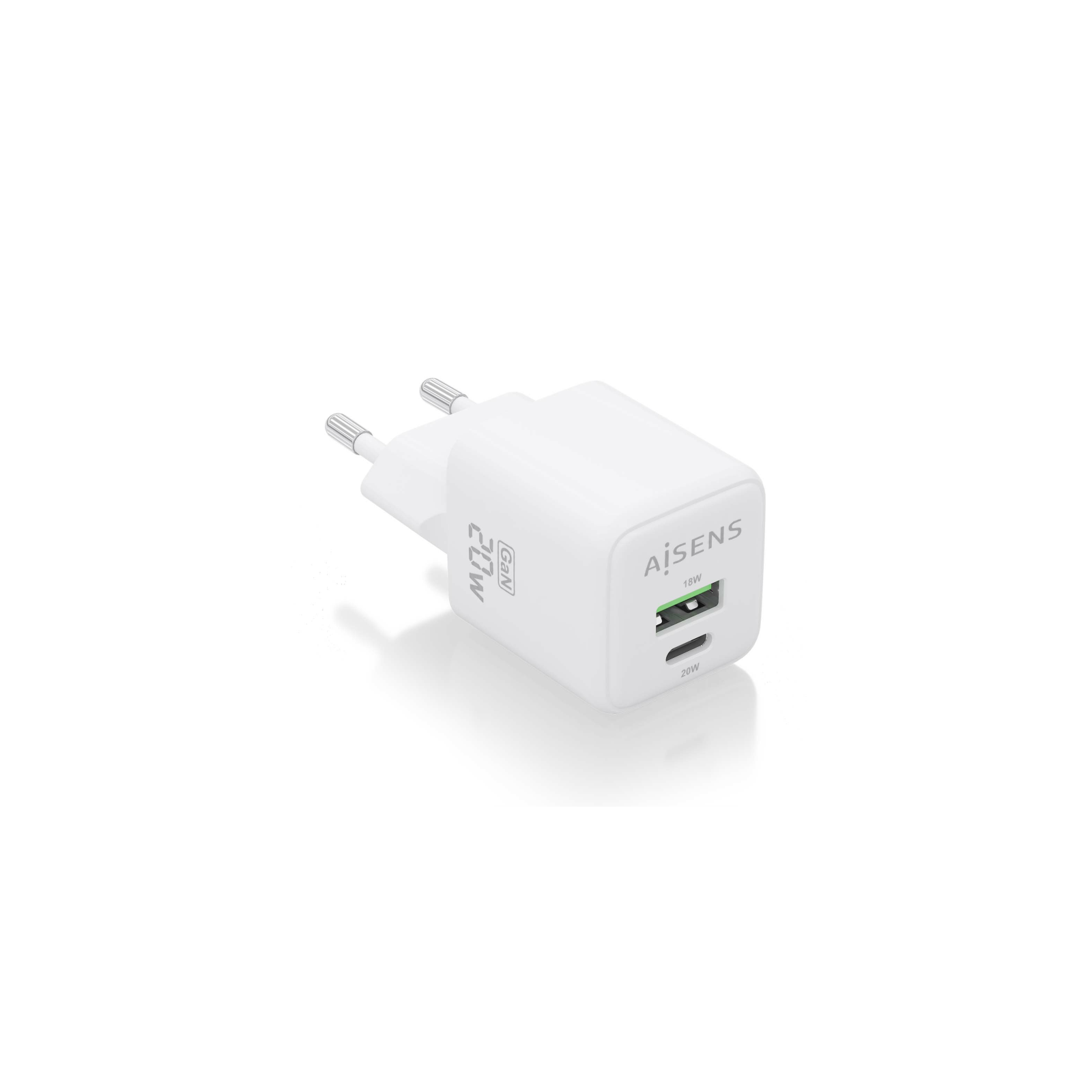 CARGADOR AISENS GAN 20W 1XUSB C PD30 QC40 1XUSB A QC30 BLANCO