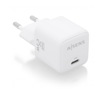 CARGADOR AISENS GAN 25W 1XUSB C PD30 QC40 BLANCO