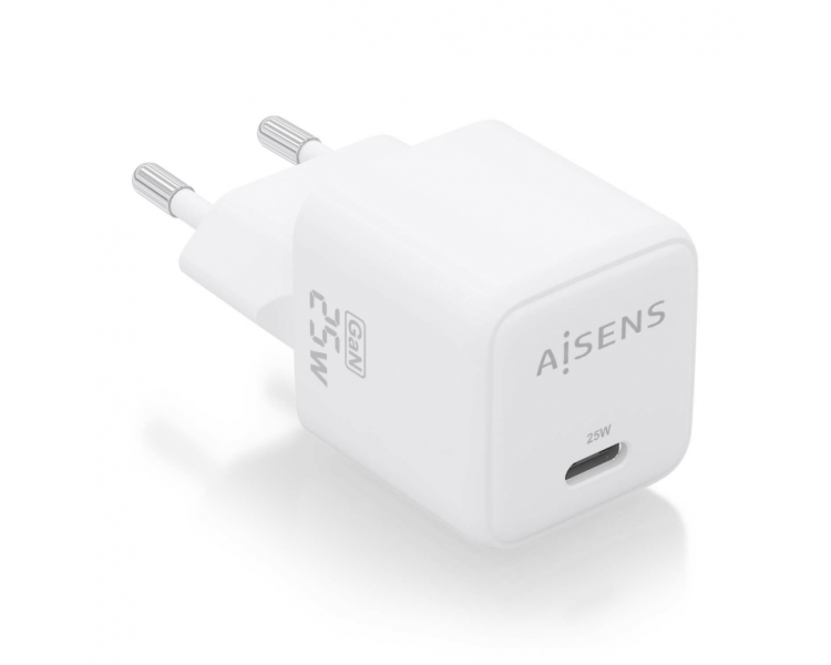 CARGADOR AISENS GAN 25W 1XUSB C PD30 QC40 BLANCO