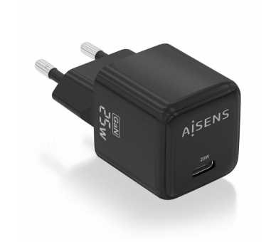 CARGADOR AISENS GAN 25W 1XUSB C PD30 QC40 NEGRO