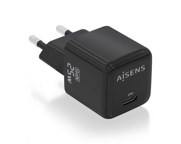 CARGADOR AISENS GAN 25W 1XUSB C PD30 QC40 NEGRO